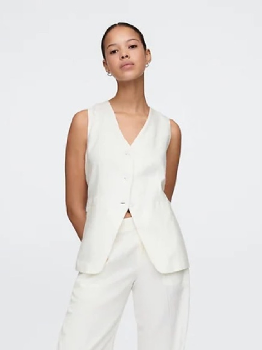 GAP Linen-Blend Longline Vest